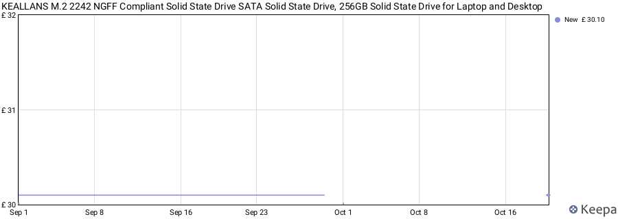KEALLANS M.2 2242 NGFF Compliant Solid State Drive SATA Solid State Drive, 256GB Solid State Drive for Laptop and Desktop price history (last 12 months)